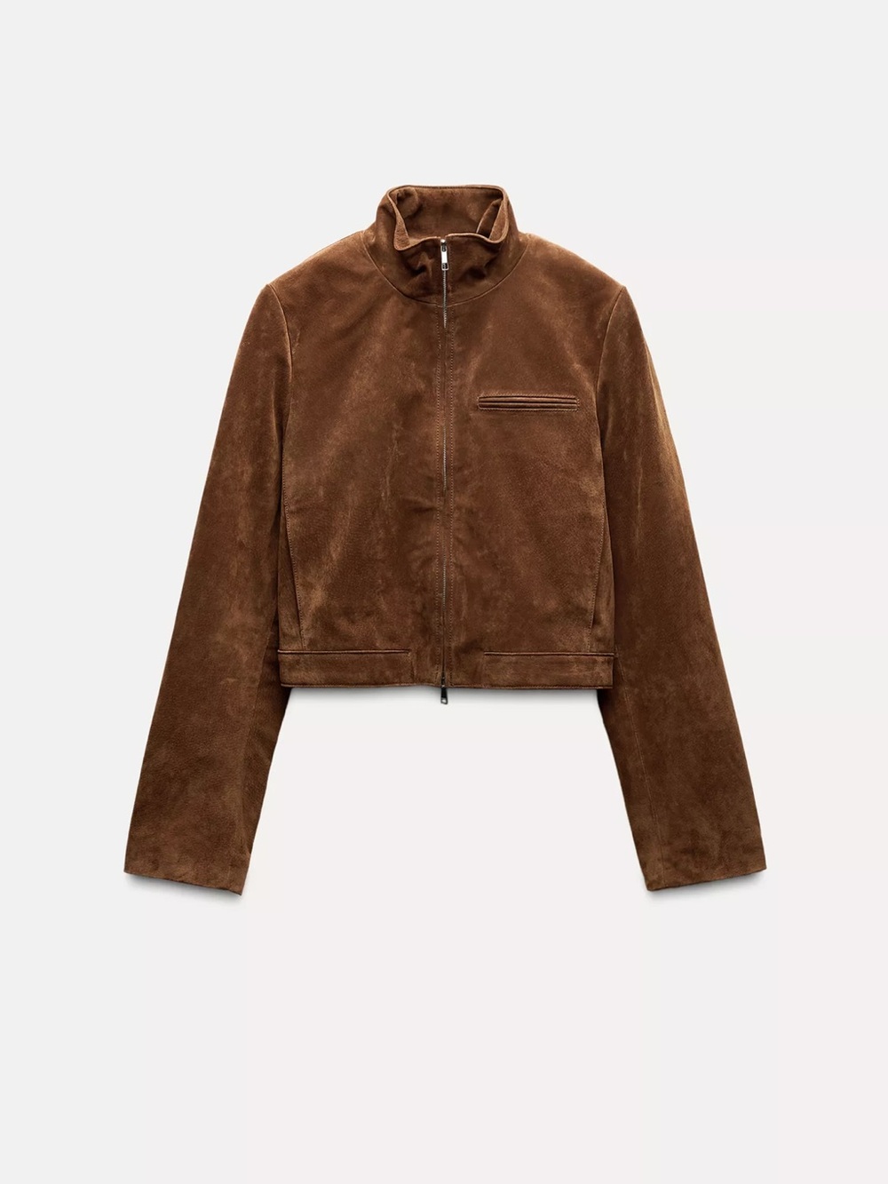 Zara Brown Suede Bomber Jacket